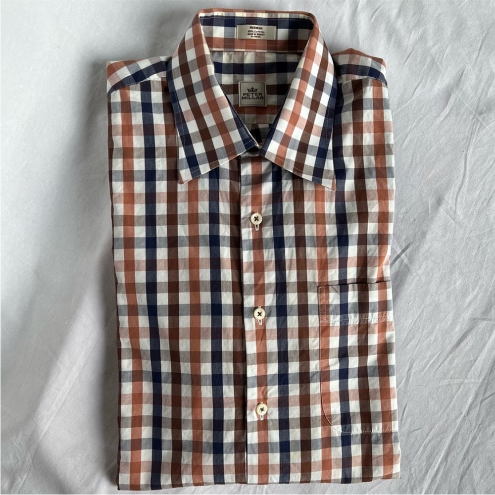 Peter Millar Plaid Check Button Down Mens Size L - Picture 2 of 8